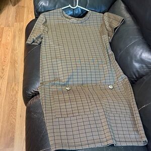 Zara Brown Checkered Midi Dress